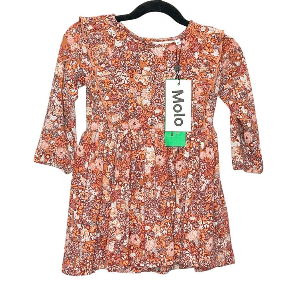 NWT! Molo Girls Pink Cotton Floral Long Sleeve Dress Size 18M